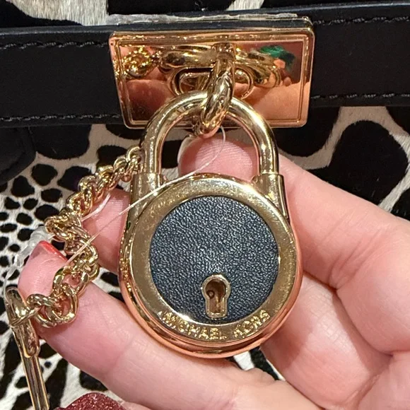 Michael Kors Black and White Patterned Calf Hair Small Satchel. - Picture 4 of 12